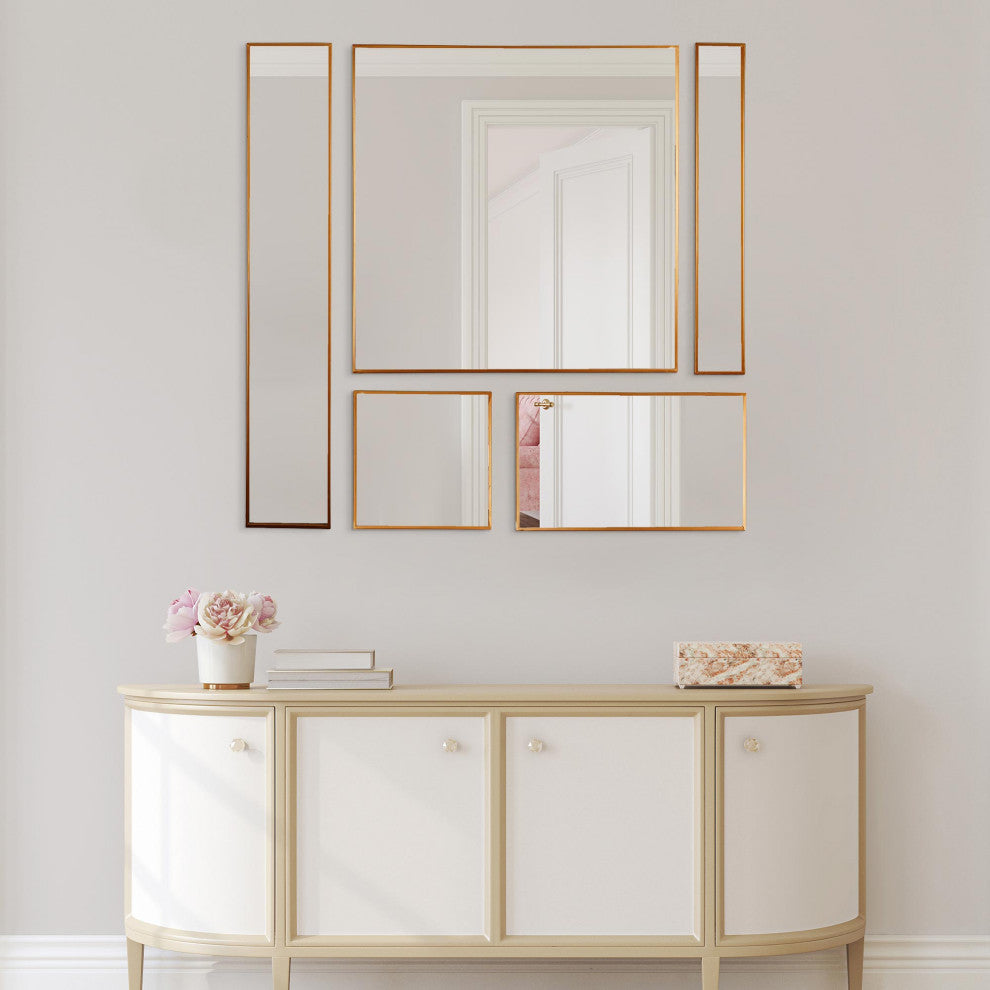 Bronze Metal Framed 5 Piece Accent Mirror Variety Set