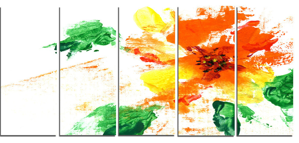 "Painted Abstract Flower" Art Canvas Print, 5 Panels, 60"x28"