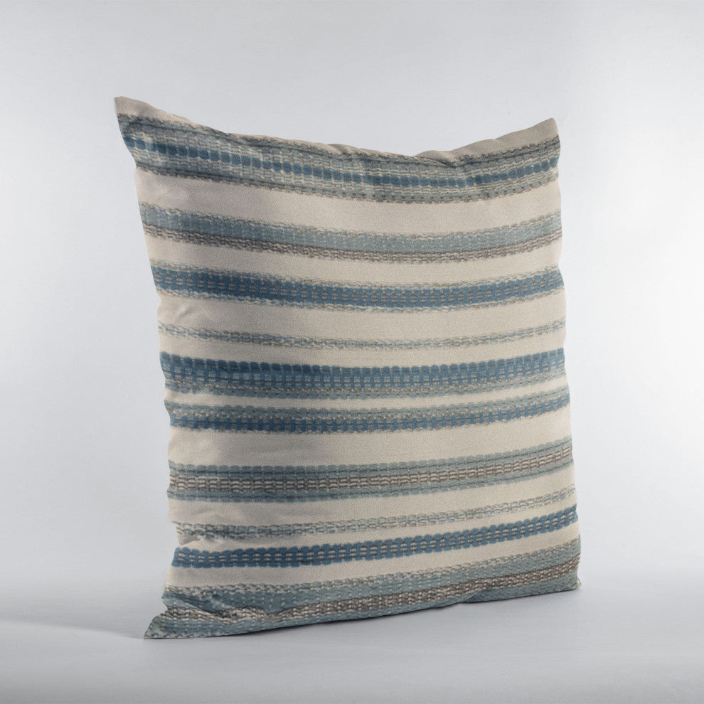 Plutus Blue Lanes Stripe Luxury Throw Pillow, 12"x20"