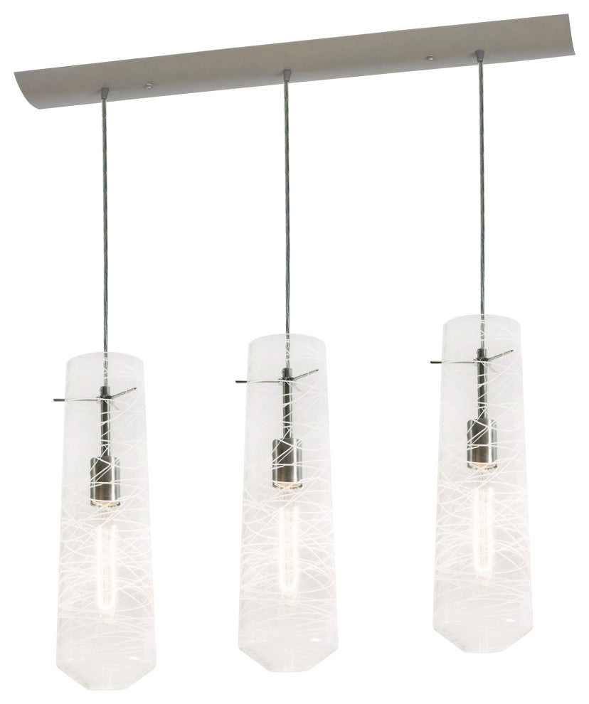 Spun 3 Light Linear Pendant, Clear Shades