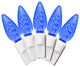 35 C6 Blue LED Lights 4" Spacing On White Wire
