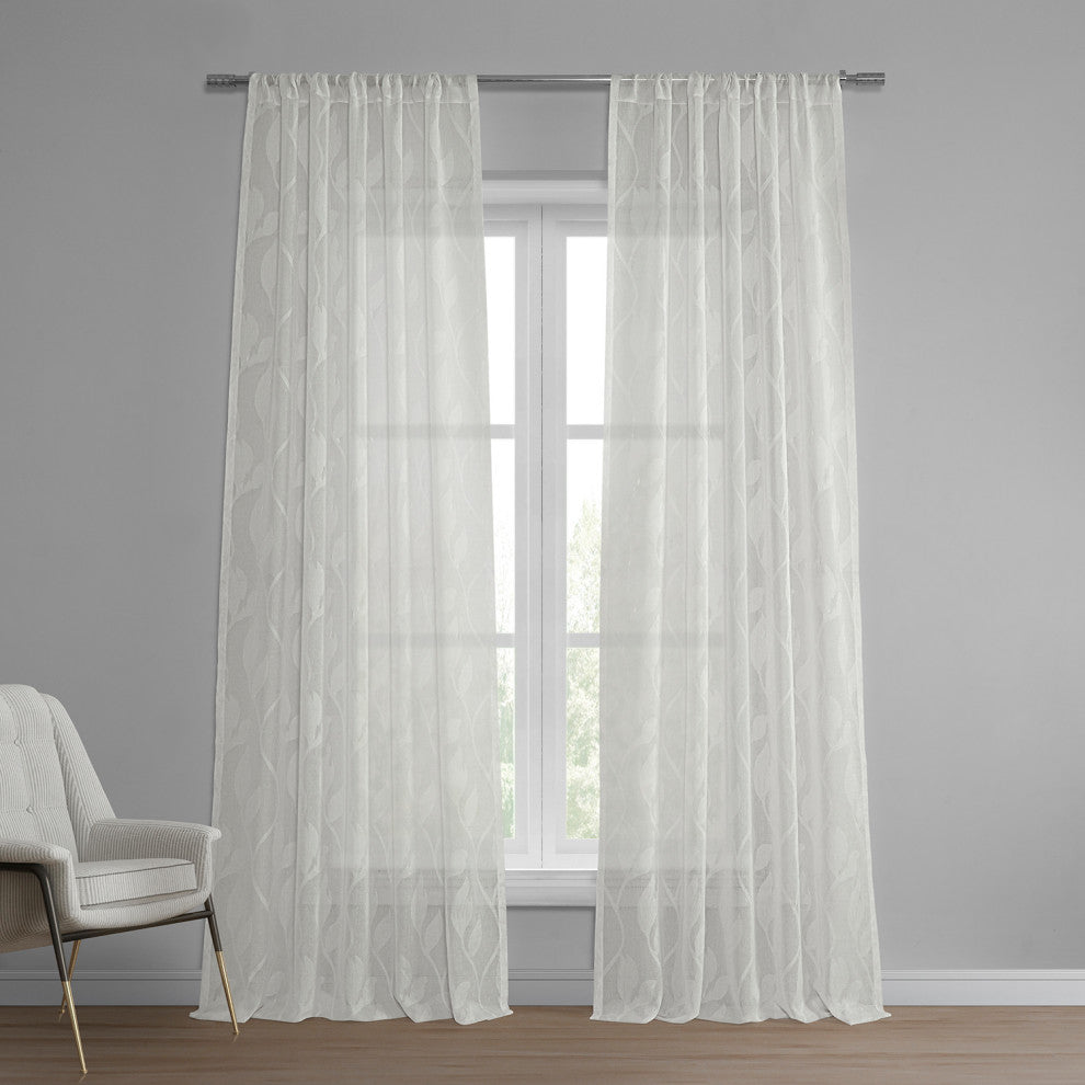Avignon Vine Patterned Linen Sheer Curtain, 50"x108"