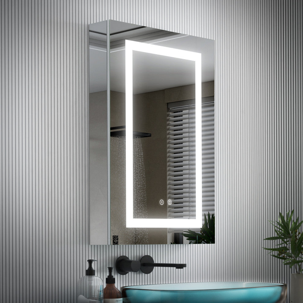 Recessed/Surface Mount LED Medicine Cabinet Mirror with Defogger, 20"x30" Right Hinge