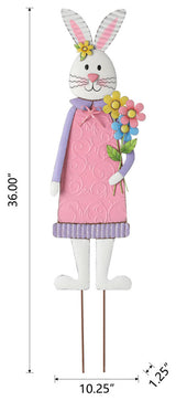 36" Metal Bunny Girl Yard Stake