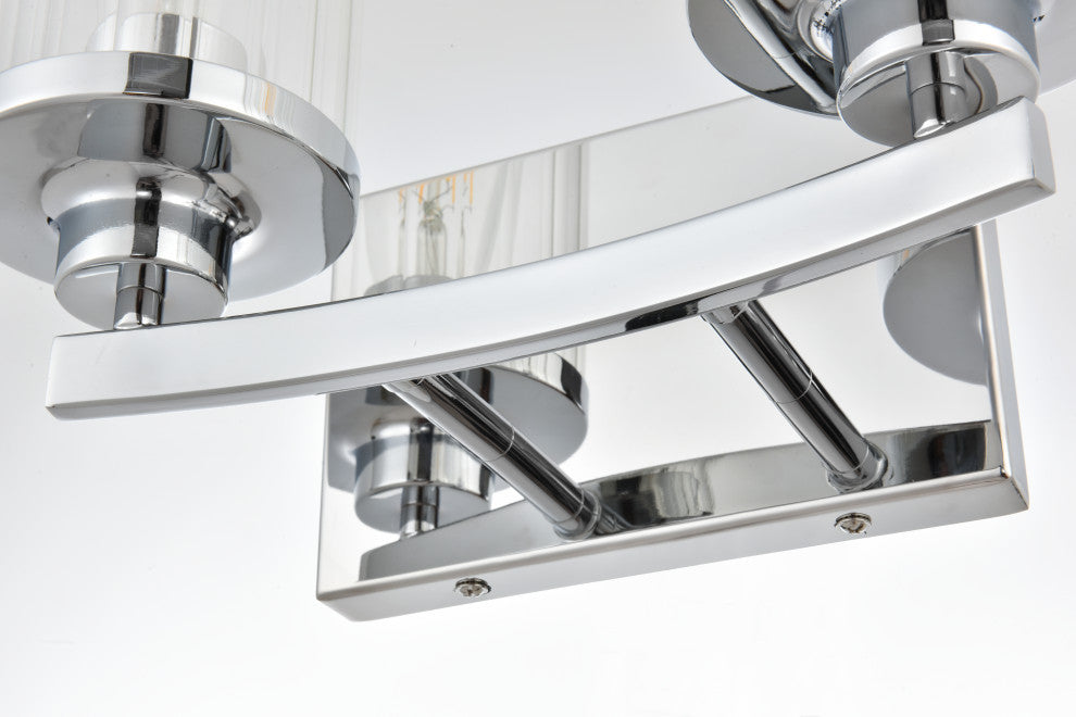 2 Light Chrome And Clear Bath Sconce