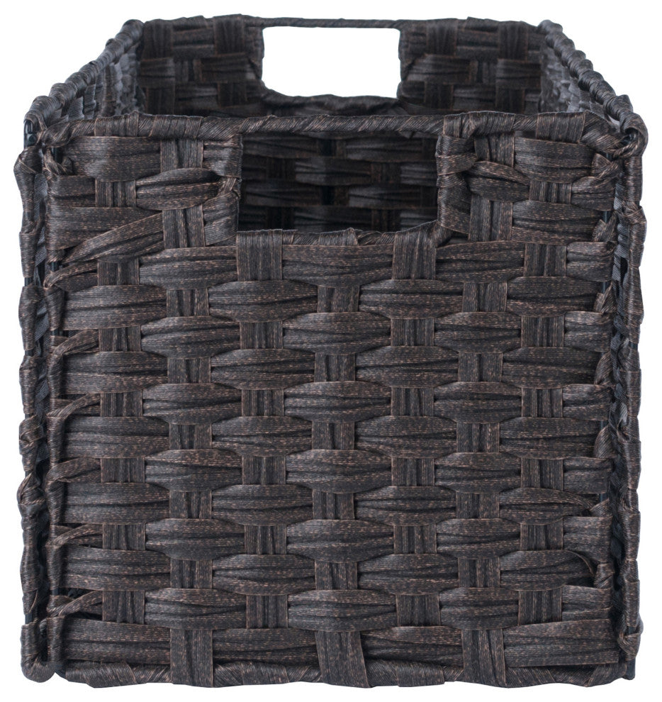 Melanie 3-PieceFoldable Woven Fiber Basket Set, Chocolate