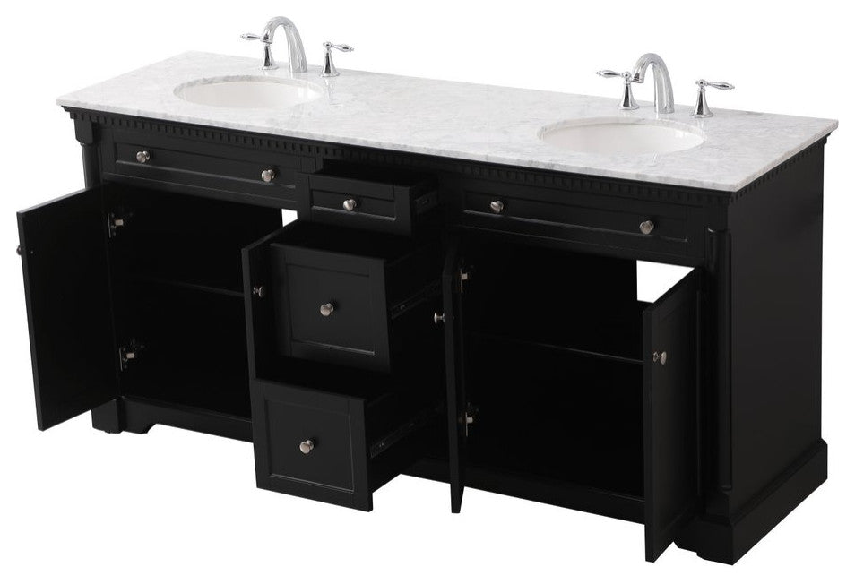 Home Living 21.5" Transitional Black-Light Bathroom Vanity, Black, 72
