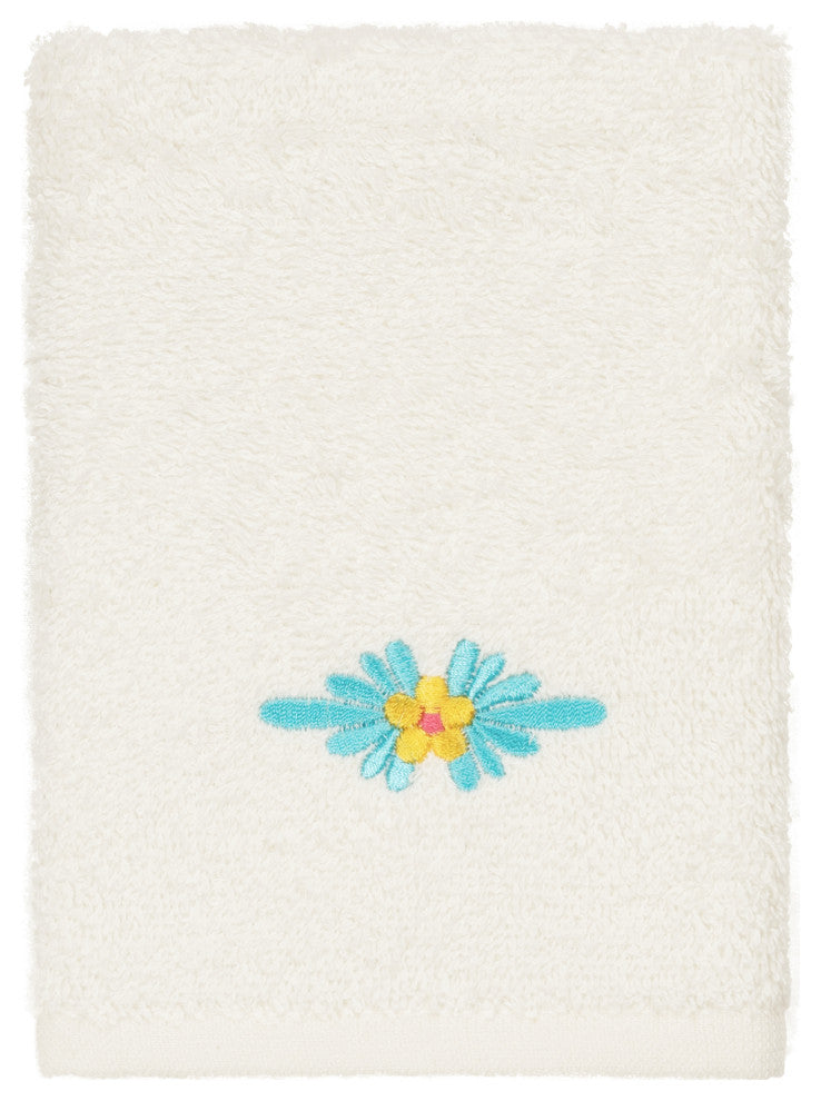 Linum Home Textiles Turkish Cotton Feliz 3-Piece Embellished Towel Set, Cream