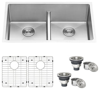 Ruvati RVH7411 32" Low-Divide Tight Radius Double Bowl Kitchen Sink