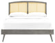 Sierra Cane and Wood Queen Platform Bed With Splayed Legs Gray