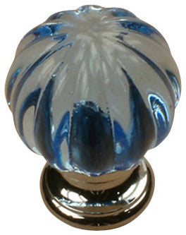 Glass - Knob, CENT18409-26A, Polished Chrome/ Sapphire
