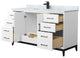 Amici 60" White Single Vanity, White Carrara Marble Top, Matte Black Trim