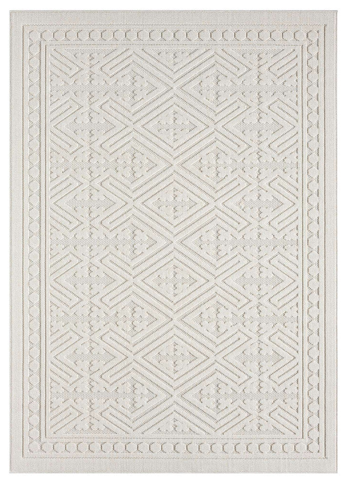 Nimes Diamond Framework Area Rug, Ivory, 2'3''x3'3''
