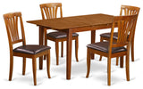 5 Pc Small Kitchen Table Set Table With Leaf And 4 Chairs For Dining Room