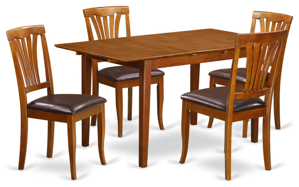 5 Pc Small Kitchen Table Set Table With Leaf And 4 Chairs For Dining Room