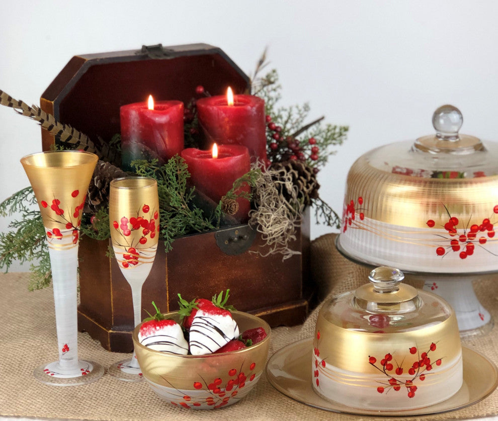 Berries 'n Branches Champagne Glasses, Set of 2