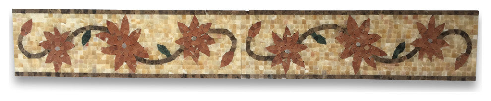 Marble Mosaic Border Listello Tile Fatsia Rojo 5.9x19.7 Polished, 1 piece