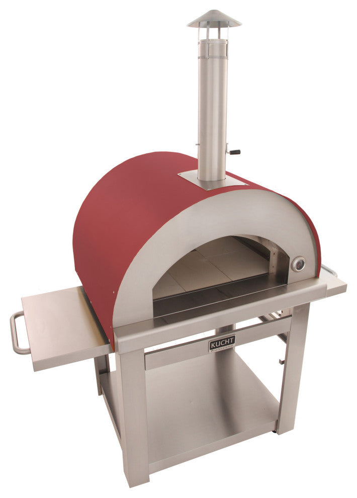 Outdoor Wood Fired Gas Pizza Oven, Red
