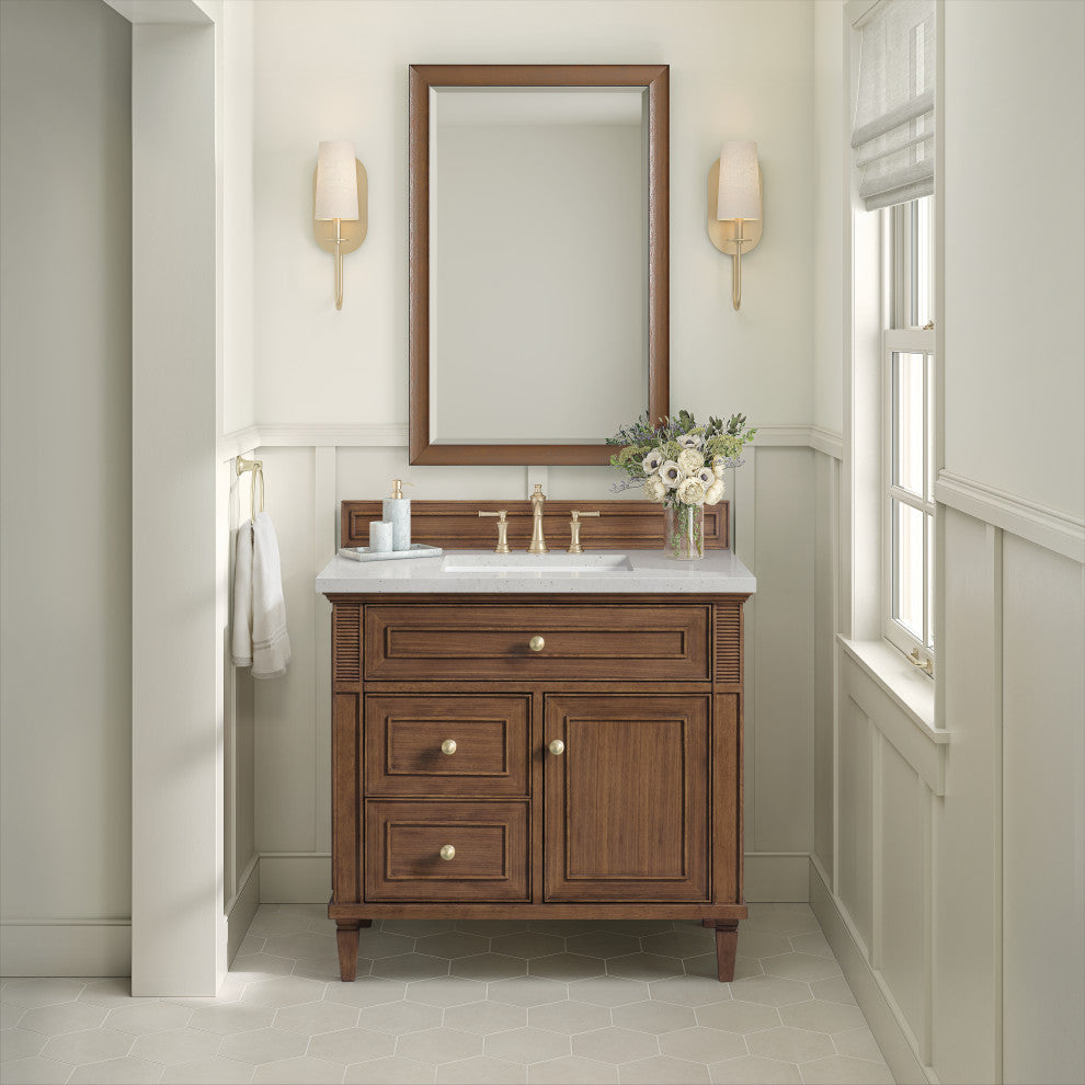 Lorelai 36" Single Vanity, Mid-Century Walnut, 3 CM Lime Delight Top