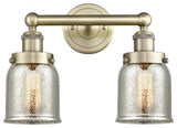 Edison Small Bell 2-Light 16" Vanity Light, Antique Brass Finish, Mercury Shade