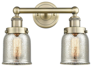 Edison Small Bell 2-Light 16" Vanity Light, Antique Brass Finish, Mercury Shade