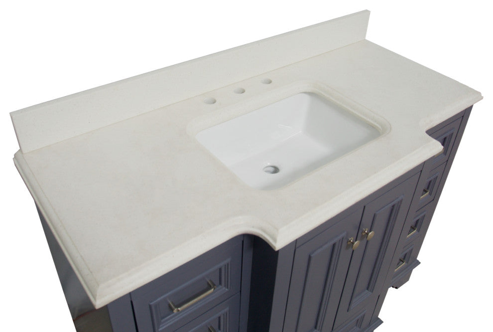 Nantucket 48" Bathroom Vanity, Marine Gray, Quartz