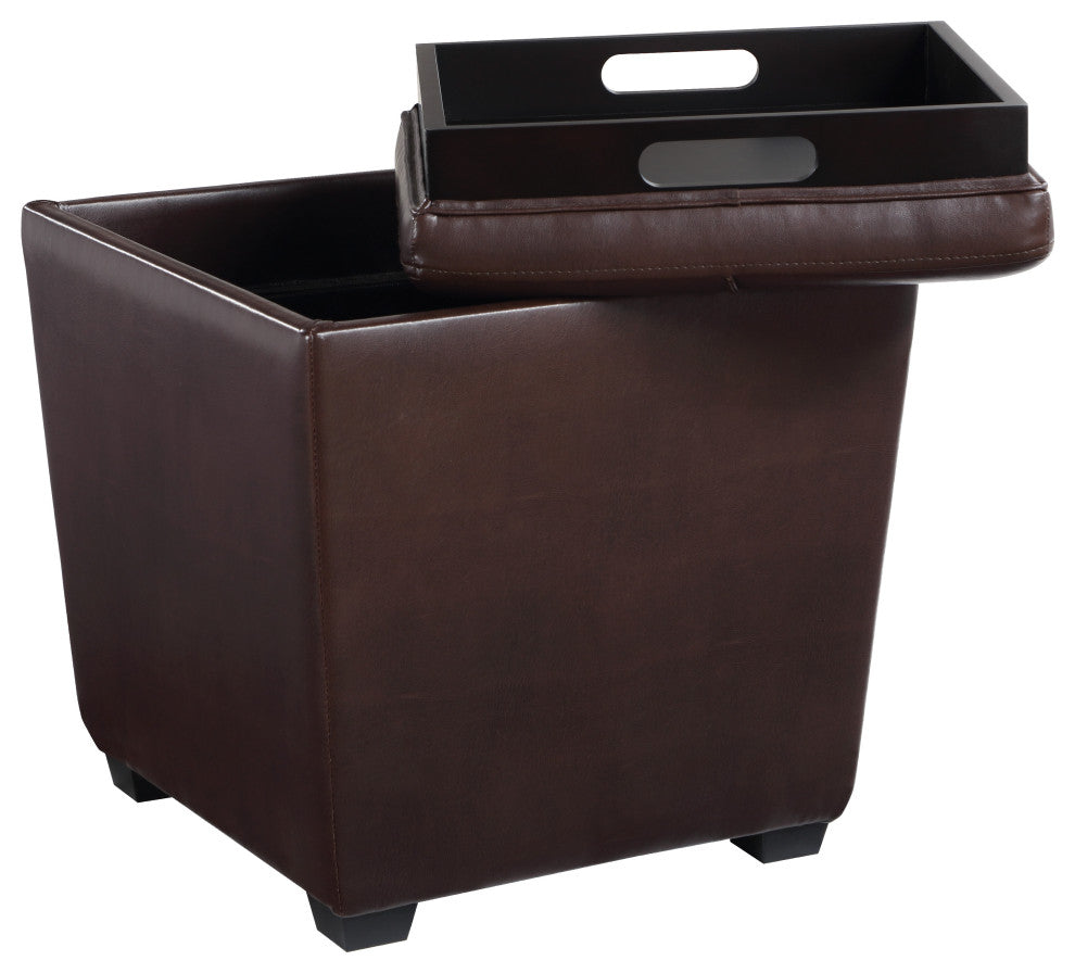 Rockford Storage Ottoman, Cocoa Faux Leather