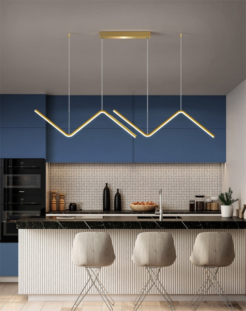 MIRODEMIÂ® Gilette | Black/Gold LED Pendant Lighting for Dining Room, Gold