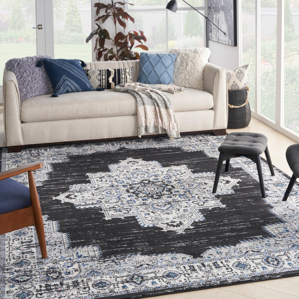 Nourison Passion 8' x 10' Black Ivory Vintage Indoor Area Rug