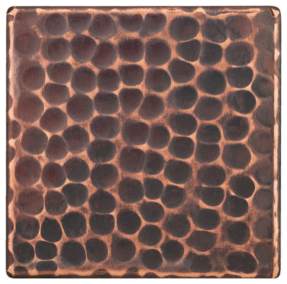 Hammered Copper Tile, 3"x3", Set of 4