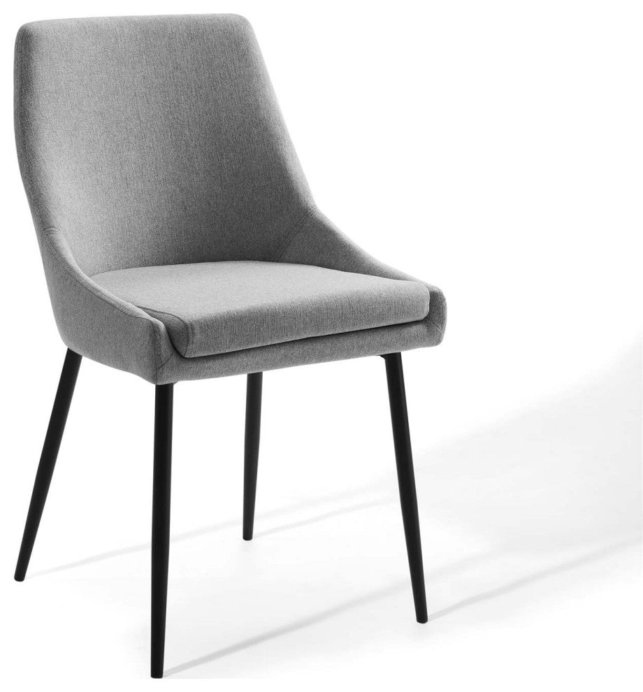 Viscount Upholstered Fabric Dining Chairs - Set of 2 EEI-3809-BLK-LGR