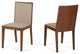 35" Tobacco Wood and Beige Fabric Desk Chair