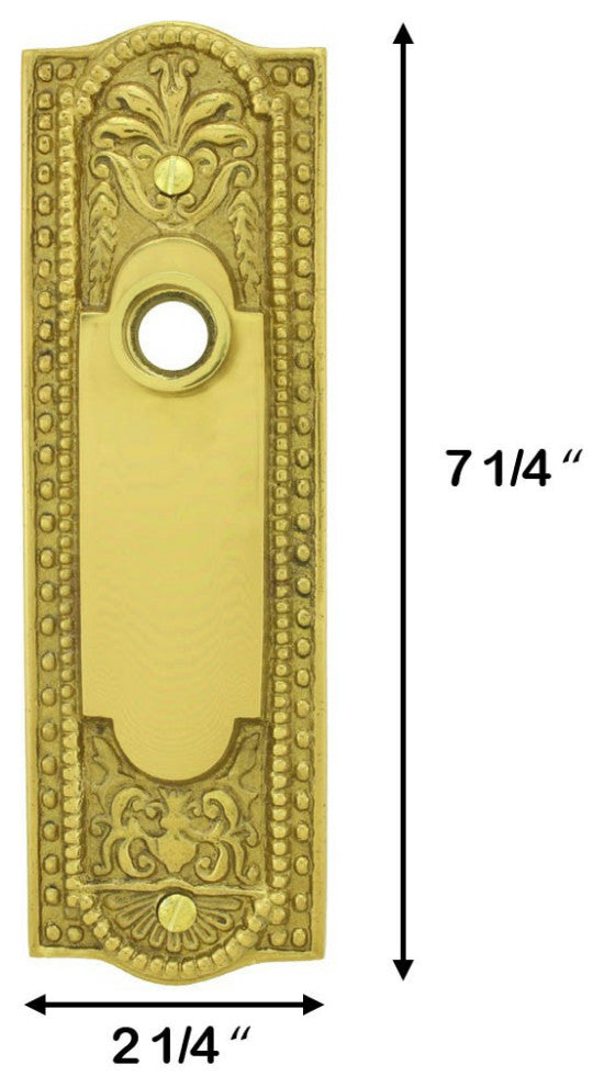 Door Back Plate Brass Escutcheon Cover with Doorknob 7 1/4" L Tarnish Resistant