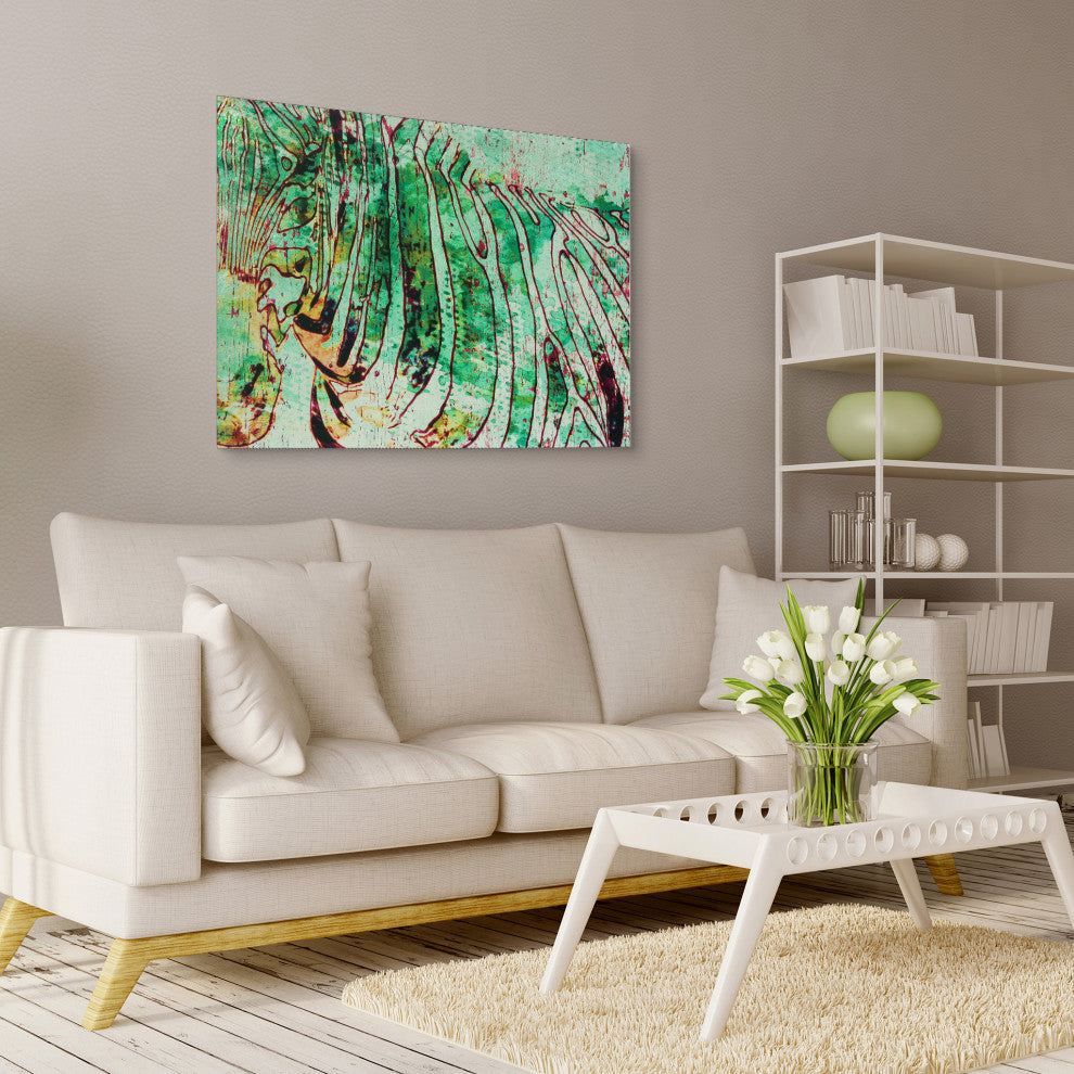 "Zebra Mix" Abstract Wall Art Reverse Printed Tempered Glass With Silver Leaf