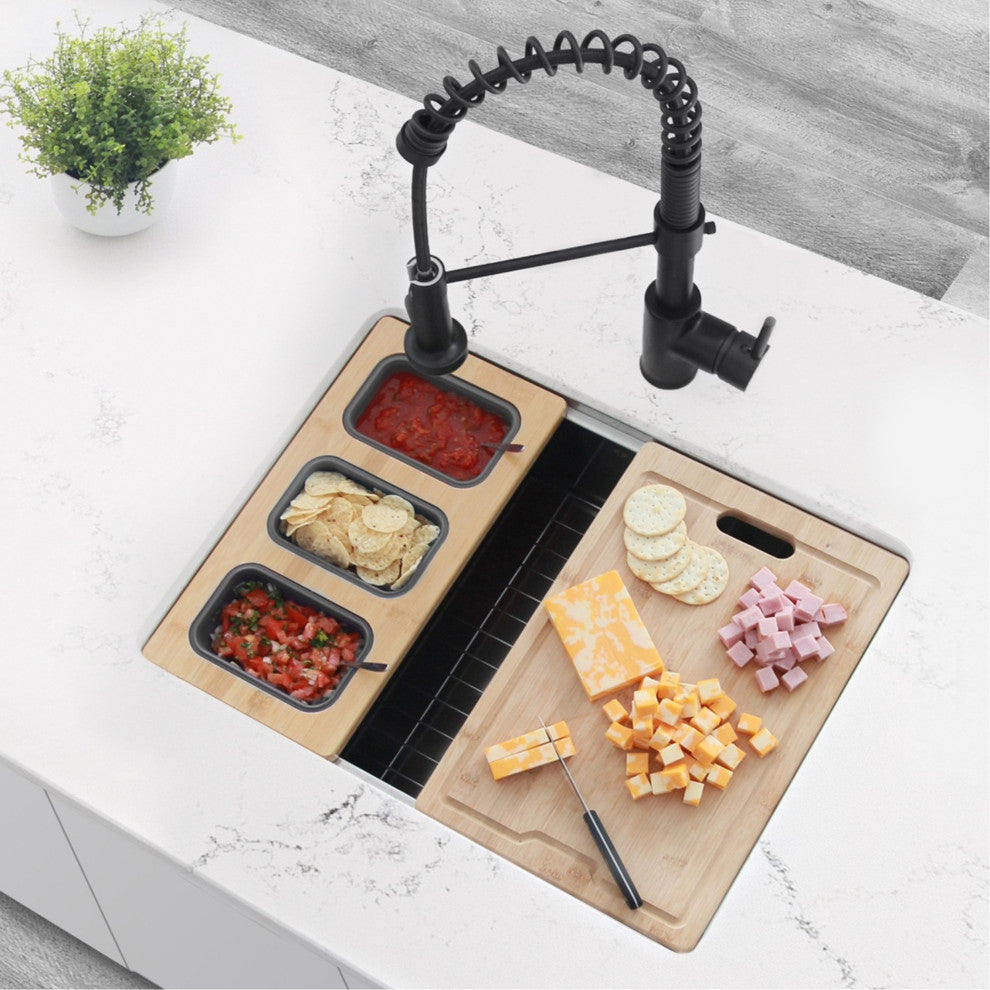 Workstation Serving Board With 3 Containers A-908