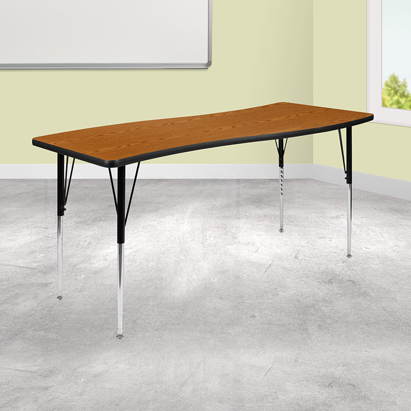 26"W x 60"L Rectangular Activity Table - Standard Height Adjustable Legs, Oak