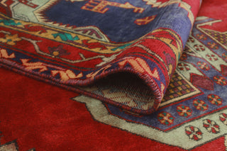 Fine Vintage Distressed Caroline Red/Navy Runner, 4'10x10'2
