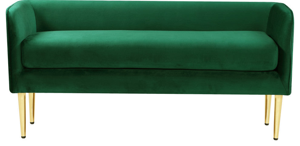 Audrey Velvet Upholstered Bench, Green