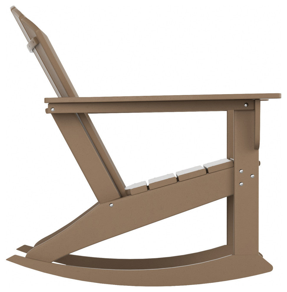 WestinTrends Outdoor Patio Poly Lumber Adirondack Porch Rocking Chair Rocker, Weathered Wood