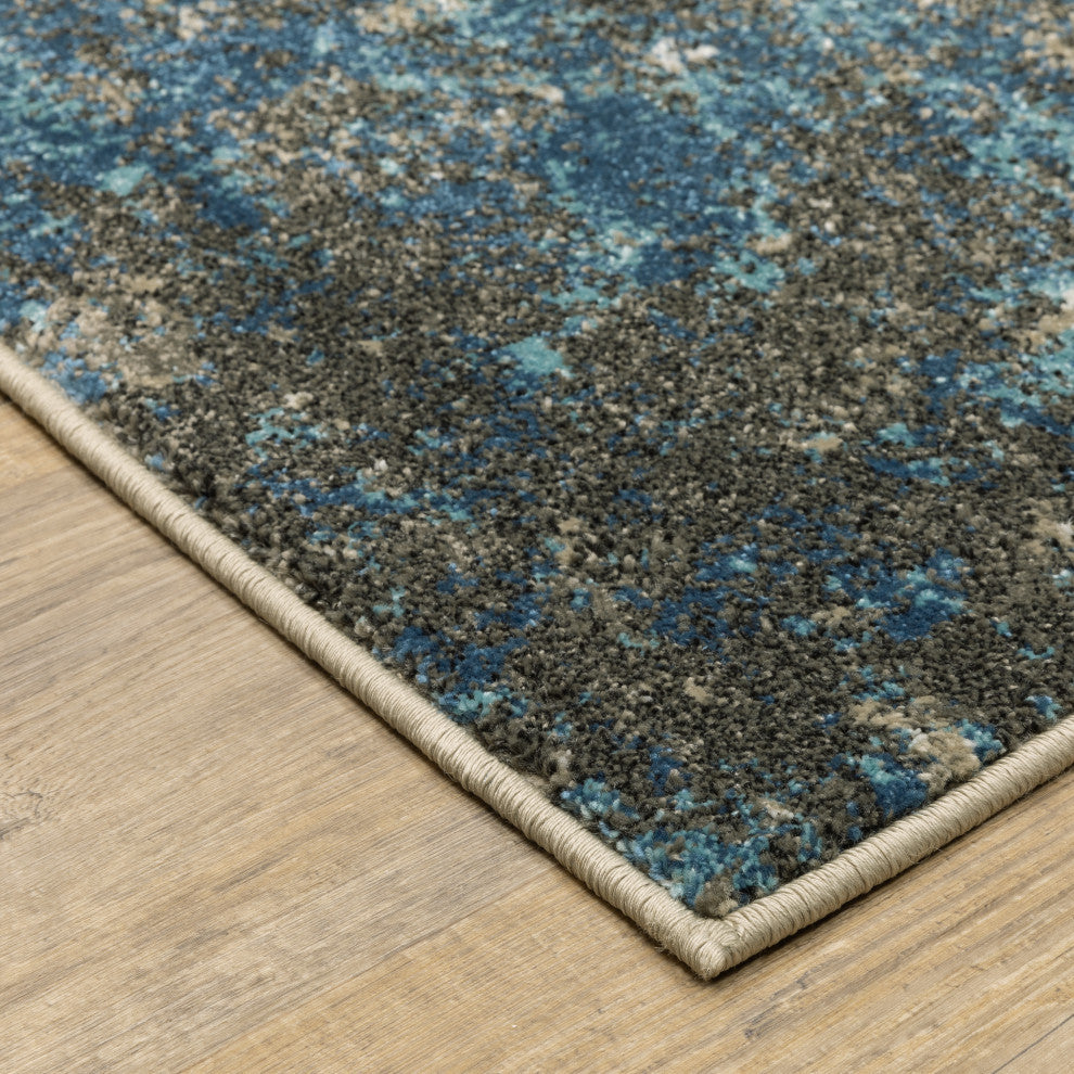 Vander Casual Abstract Power-Loomed Area Rug, Blue/Gray, 7'10"x10'