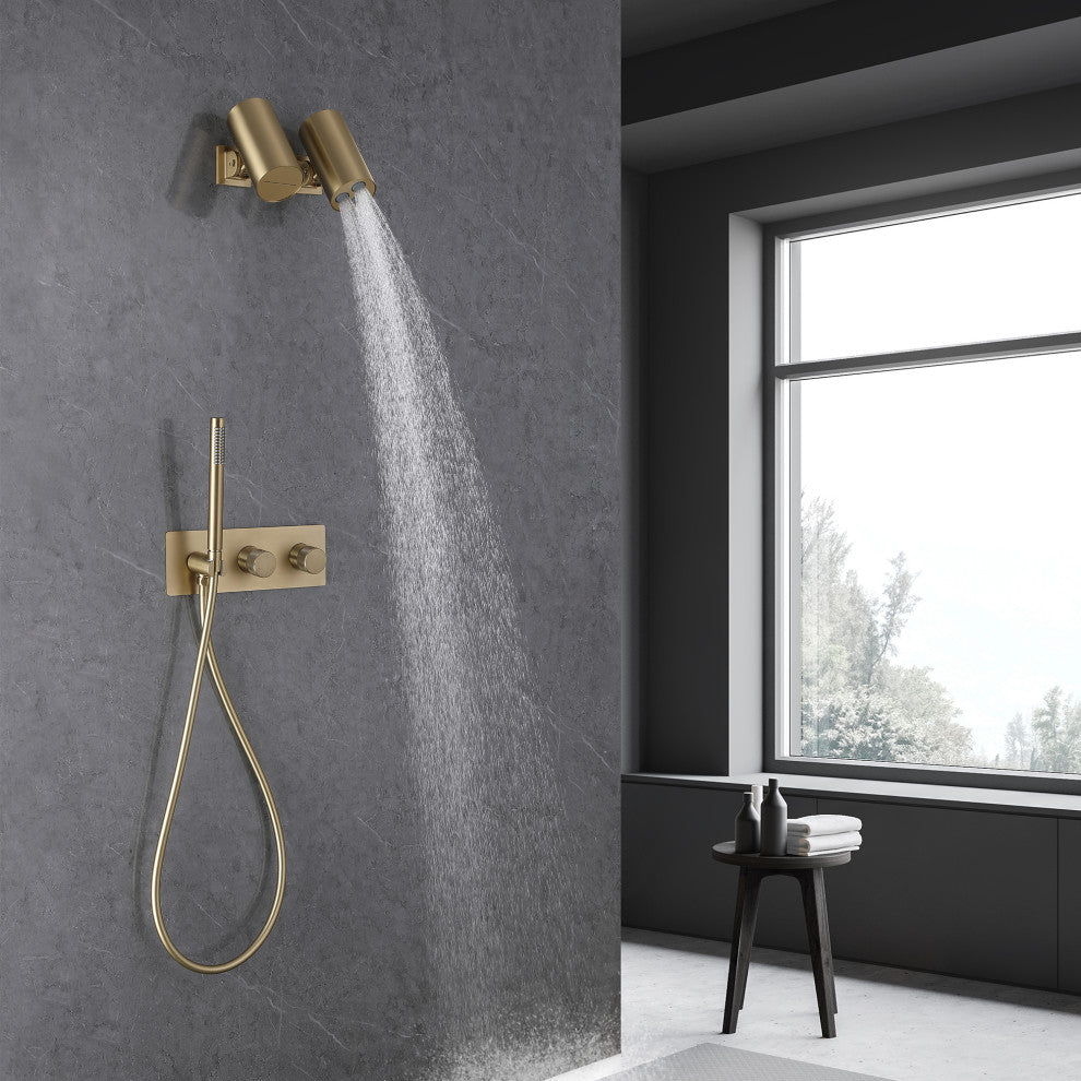 Unique Shower System With Handheld Shower, Brushed Gold