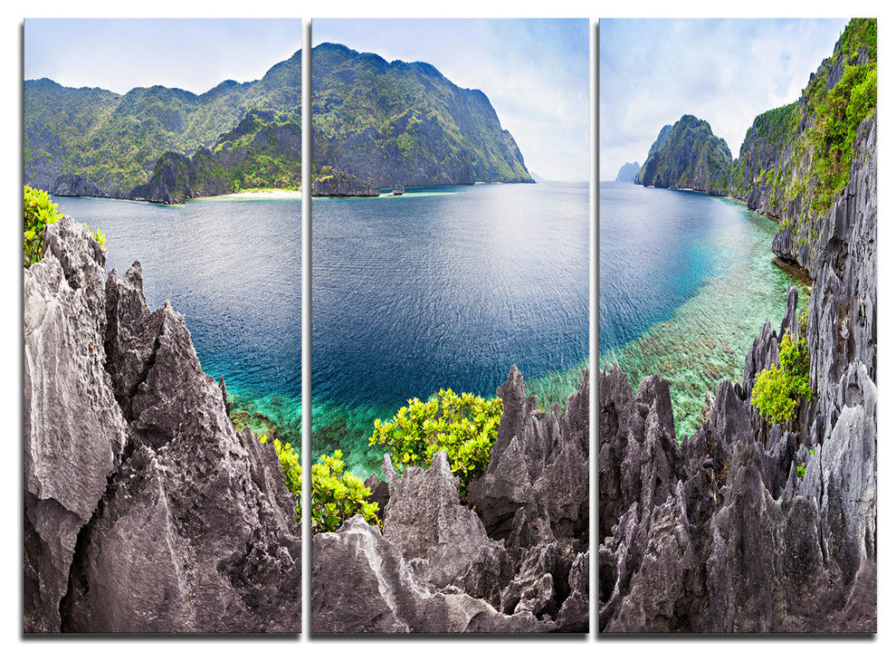 "The Lagoon Panorama" Art Print Canvas, 3 Panels, 36"x28"