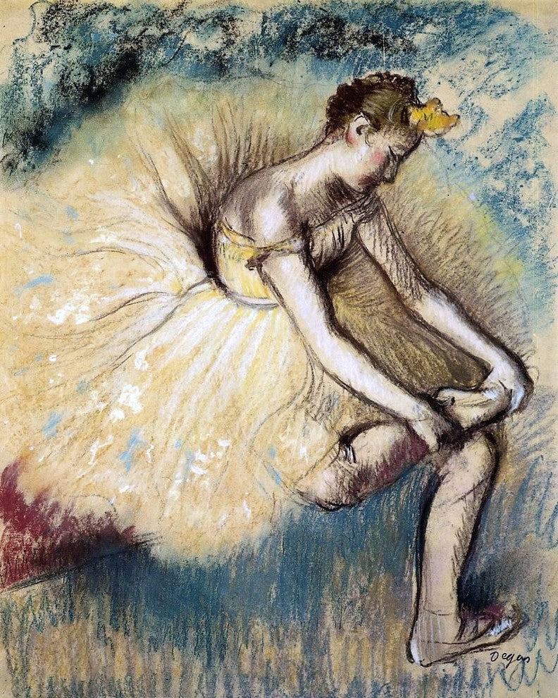 Edgar Degas Dancer Putting on Her Slipper, 20"x25" Wall Decal