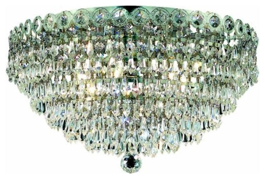 Elegant Century Flush Mount, Chrome Finish With Royal Cut Crystal