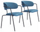 Set of Two Blue and Gunmetal Modern Industrial Dining Chairs