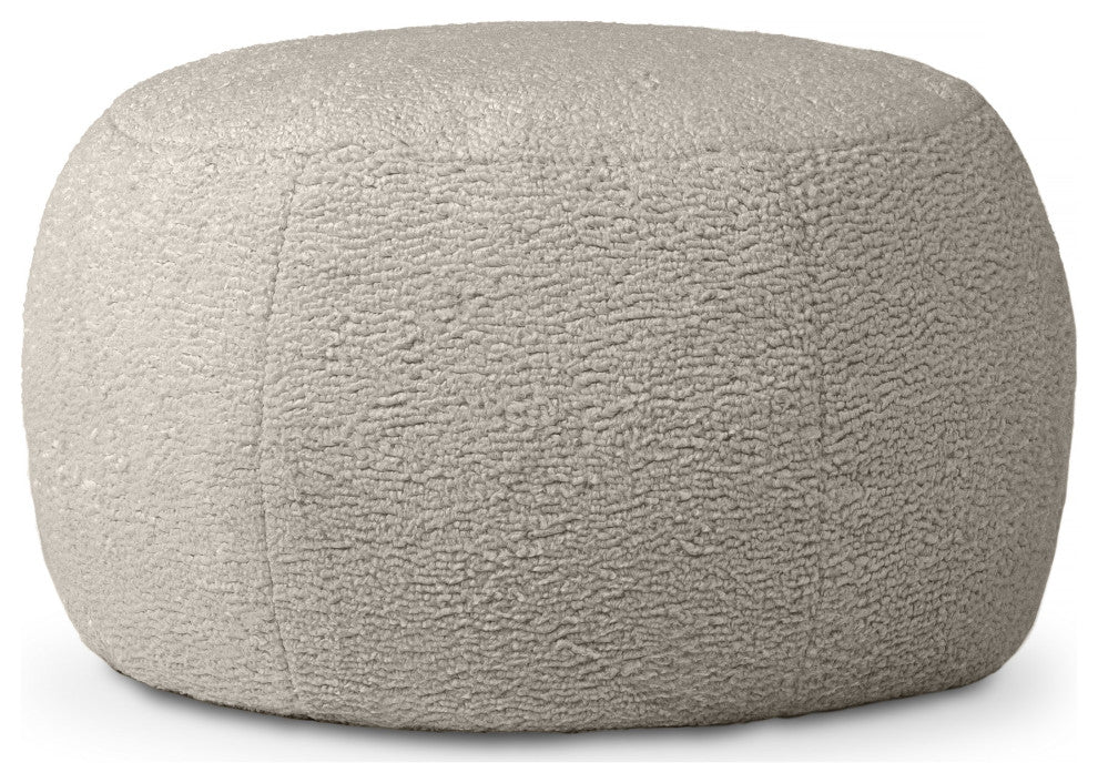 Jaxx Ellis Ottoman Shearling Faux-Lamb Plush Pouf, Smoke, Large