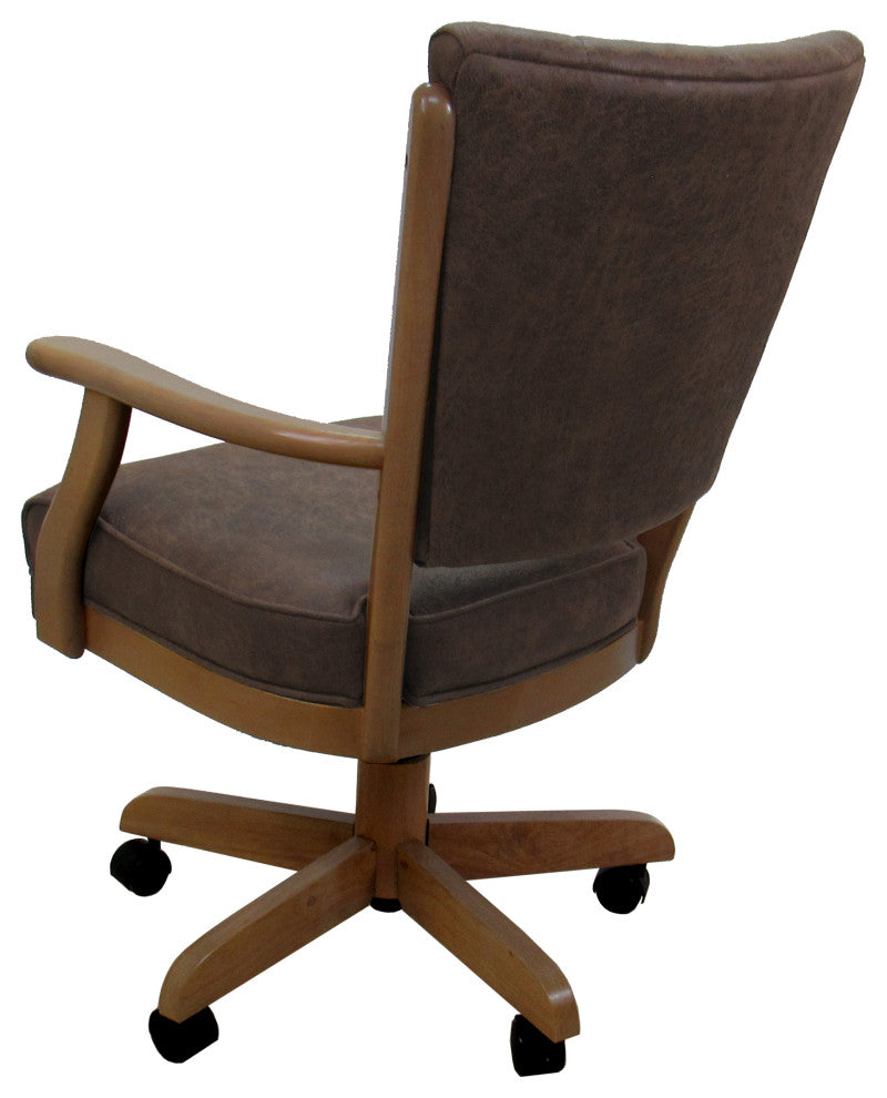 Dining Solid Wood Caster Chair on Wheels Classic, Northwest Whiskey Light Oak