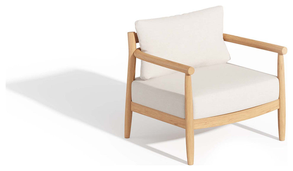 Lido Club Chair, Teak, Bliss Linen Cushion Set