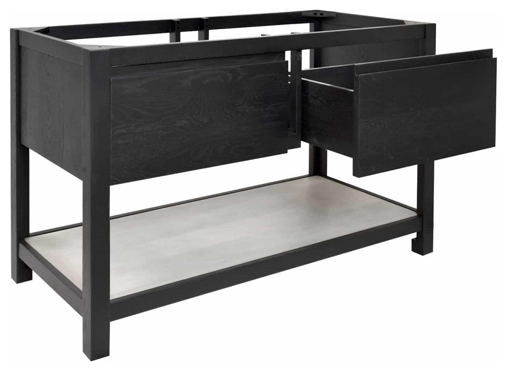 Solace Vanity with Ash Concrete Shelf, Base Only, Midnight, 48"