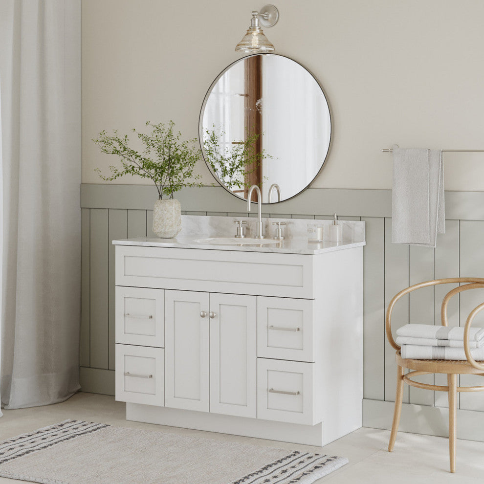 Ariel Hamlet 43" Oval Sink Bath Vanity, 0.75" Carrara Marble